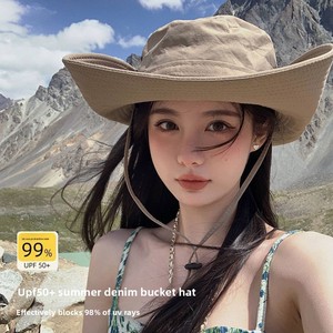 Striped Summer Autumn Outdoor Cowboy <b>Hats</b> for Men Women-Sun Hiking Fishing & Mountaineering - Product Image 2