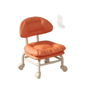 Lazy Chair <b>With</b> Backrest And Casters Round <b>Stool</b> For Kids Small <b>Wheel</b> Chair Household Use Modern Simple Design - Product Image 5