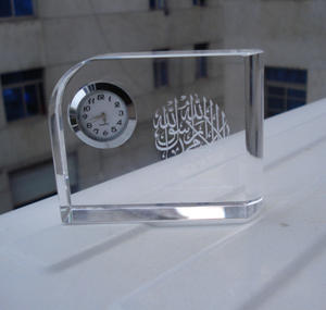 Optique en verre de forme rectangulaire horloge de table en cristal MH-C0182 - Product Image 3