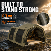 Tente gonflable Coody 17.2 Familia Pro Air - Vert armée, grande tente gonflable pour le camping, maison gonflable spacieuse, vente en gros