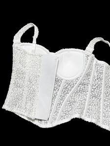 Chuangerm en stock Nouvelle collection 2026 Lingerie <span class=keywords><strong>de</strong></span> mariée tendance en dentelle texturée avec petites paillettes, corset gainant <span class=keywords><strong>la</strong></span> taille, haut caraco - Product Image 5
