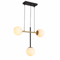 Lustre LED en verre noir et or, 3 lumières, abat-jour clairs et givrés, pour salle à manger, îlot de cuisine, E26, hauteur réglable, suspension moderne