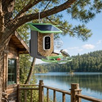 Mangeoire à oiseaux solaire avec caméra 5200mAh 4MP IP65, reconnaissance d'oiseaux par IA, matériau ABS pour jardin