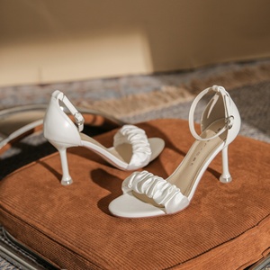 Evergreen Sexy Elegant Women's Wedding <b>Shoes</b> Ankle Strap Stilettos Closed Toe Rhinestone Beaded Genuine Leather Waterproof Anti - Product Image 2