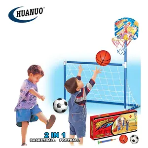 Suporte de basquete e futebol portão 2 em 1 jogo de esporte ao ar livre brinquedos dos miúdos do esporte