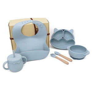 Set Peralatan Makan Bayi Silikon Bebas BPA, Mangkuk Silikon dengan Perekat, Set Makan Bayi untuk MPASI - Product Image 2