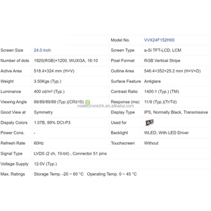 VVX24F152H00 โมดูลจอแอลซีดี 24 นิ้ว 1920*1200 สำหรับการตรวจสอบอุตสาหกรรมการถ่ายภาพทางการแพทย์โฆษณาจอแสดงผล - Product Image 3