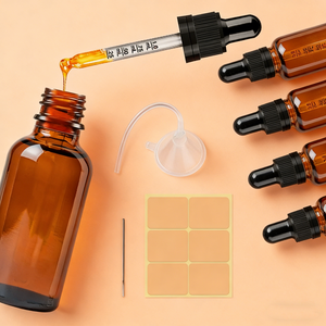 Promoción de Venta a Bajo <span class=keywords><strong>Precio</strong></span>, Gotero de Vidrio Ámbar de 5ml 10ml 15ml 20ml 30ml 50ml 60ml 100ml para <span class=keywords><strong>Suero</strong></span> y Aceite Esencial, Serigrafía - Product Image 6