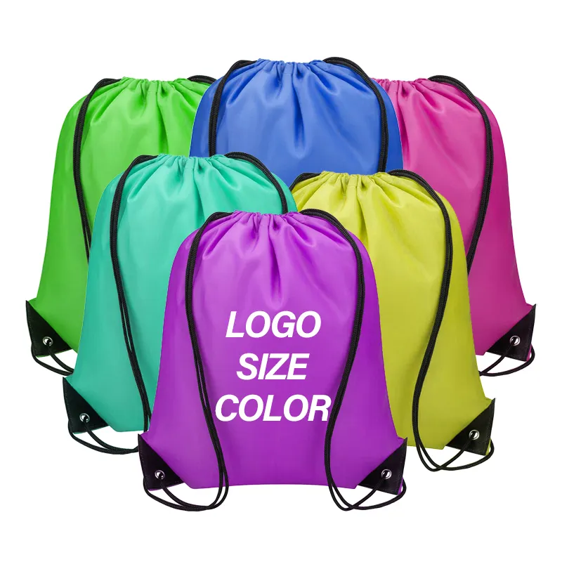 Großhandel Werbe-Reifen individuell bedruckte Polyester-Nylon-Schnurzugtasche Rucksack