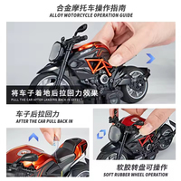 PANDAS-Modèle de moto en alliage 1:8, jouet de vélo de course en métal moulé sous pression avec simulation de route et décoration de véhicule en plastique