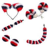 5 pièces retenue BDSM ensemble arc-en-ciel cou collier mamelon poitrine marguerite épingle à cheveux menottes Anal jouet godemichet Anal Bondage Gear pour sexe adulte