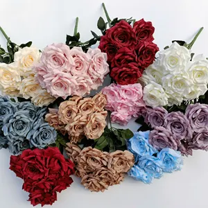 丝绸玫瑰花装饰花朵婚庆家居装饰配件DIY花环工艺品新娘花束人造花