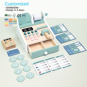 Jouets de simulation de caisse de supermarché en bois EDULAND OEM ODM CPC CE pour enfants, jouet éducatif pour l'apprentissage et le jeu de rôle - Product Image 1