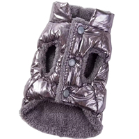 Gilet pour animaux de compagnie en argent métallisé brillant, très vendu en hiver, vêtements chauds pour animaux de compagnie doublés de polaire épaisse pour chiens et chats
