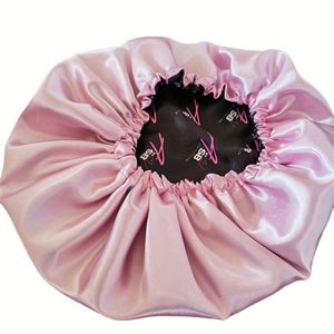 Wholesale Double Layer Sleep Cap Women Bonnet Custom Logo Print Reversible Bonnets and Satin Hair Wrap - Product Image 4