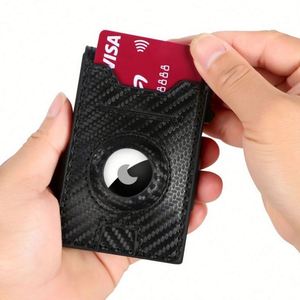 2024 New Intelligent Men's Ultra-Thin Metal Leather Wallet -Up RFID <b>Card</b> <b>Holder</b> Elastic Band for Passport Use Clip Closure - Product Image 3