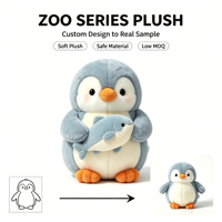 Boneka Penguin Bulu Lembut Kustom dari Karya Seni Asli Anda Pesanan Minimum Rendah Pengiriman Cepat Seri Kebun Binatang Boneka Penguin Isi Dakron