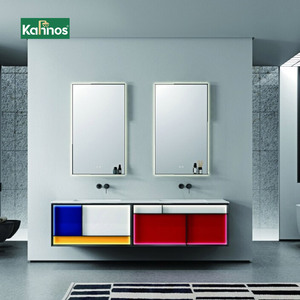 Meuble de salle de bain mural intelligent en bois massif, moderne et écologique, avec miroir LED, pour appartement et hôtel, de style européen de luxe - Product Image 1