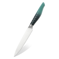 Couteau utilitaire en acier inoxydable 3Cr13 de haute qualité de 5 pouces avec manche en écailles de poisson bleu dégradé 430ss