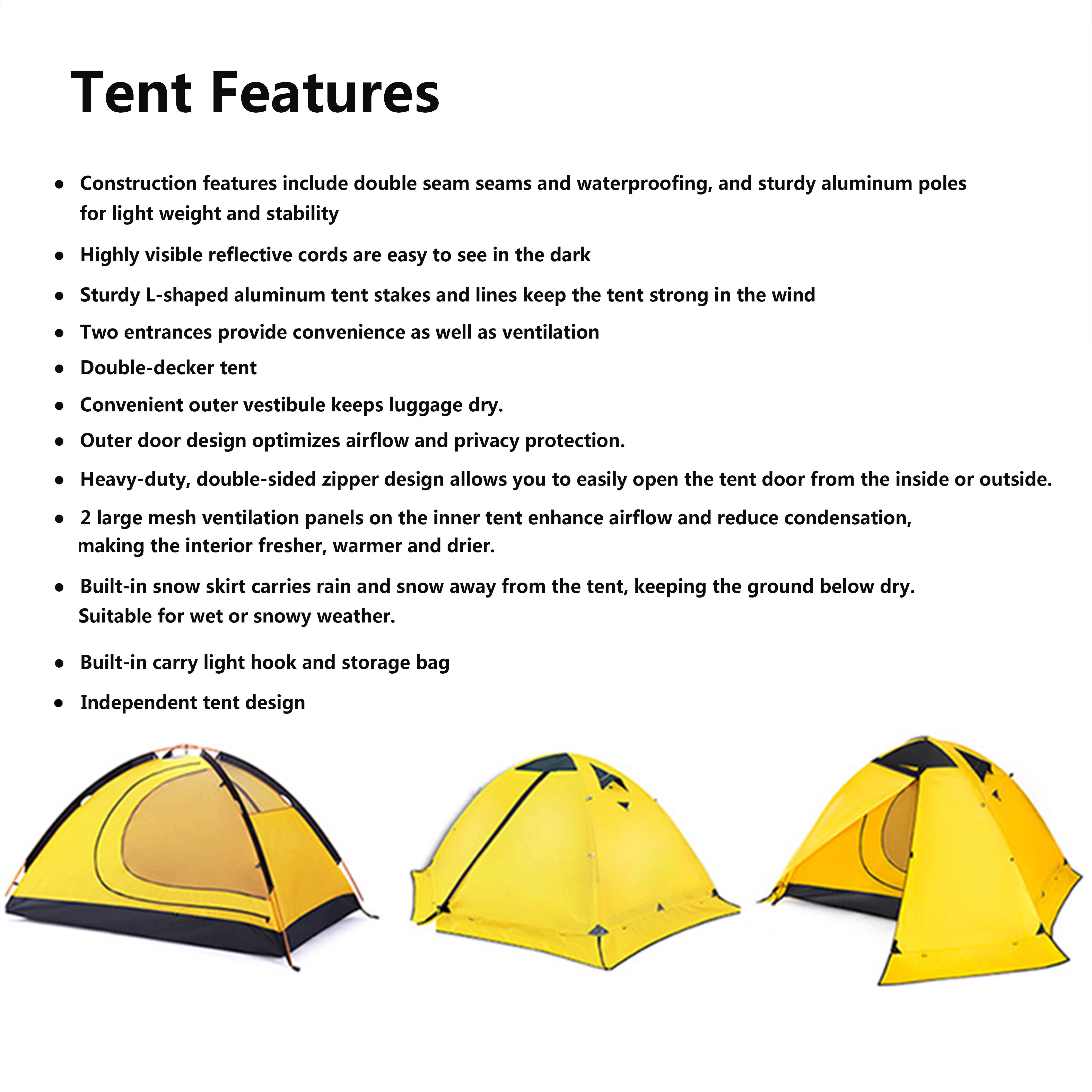 200 X 150mm 2 People Outdoor Camping Tent Double Layer 4 Season Mountaineering Tents