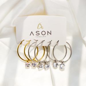 Pendientes de Aro de Acero Inoxidable con Circonita Cúbica, Chapados en Oro de 18k, de Lujo, Gran Venta, para Mujer - Product Image 1