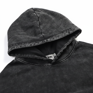 Sweat à capuche pour hommes 2024 noir délavé à l'acide coupe régulière sweats sur mesure de haute qualité sweat à capuche en coton entièrement personnalisable - Product Image 1