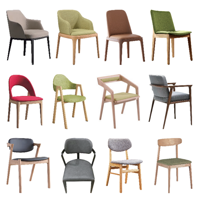 Collection de chaises de salle à manger en bois fini sur mesure, avec ou sans accoudoirs, pour projets de cafés et restaurants