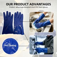 Gants de travail en PVC bleus de 27 cm avec finition micro-sableuse et résistance à l'huile pour l'approvisionnement et le commerce mondiaux (vente en gros)