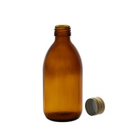 Nouvelle conception, flacon rond en verre ambré vide personnalisé pour médicaments liquides, sirop contre la toux, avec bouchon métallique, best-seller d'usine, plusieurs tailles