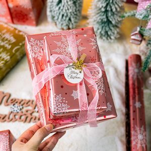 Maypluss <b>Pink</b> Christmas Wrapping Paper Roll 17in X 33ft Reversible Snowflake Design Gift Craft Packaging - Product Image 6
