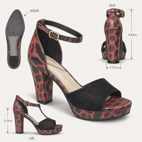 Sandales à talon carré léopard à bout ouvert pour femmes, disponibles en grandes tailles, avec bride en daim noir, parfaites pour les soirées et les rendez-vous galants (OEM disponible)