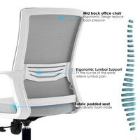 Chaise pivotante ergonomique en maille, dossier mi-haut réglable avec roulettes, vente en gros pour la maison et le bureau