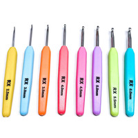Agujas de Ganchillo Ergonómicas de Aluminio con Mango de Plástico, Coloridas, Tipo Bolígrafo, para Manualidades