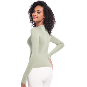 Camisetas de fitness de una pieza OEM, camisetas de manga larga sin costuras de alta elasticidad transpirables al por mayor - Product Image 4