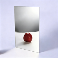Feuille de miroir acrylique en plastique argenté, doré, rouge, hautement réfléchissante, avec adhésif dorsal, 2 mm