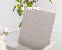 SIMPOLIFESTYLE Mobilier d'extérieur haut de gamme, ensemble table et tabourets de luxe pour jardin, balcon, parc, en aluminium, chaise de salle à manger en tissu GUINEA