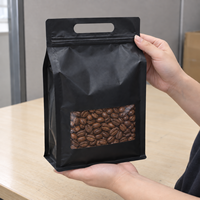 Sac refermable à fermeture éclair de qualité alimentaire, à huit soudures latérales, avec poignée et fenêtre transparente, pour noix, bonbons, snacks, fond plat – Vente chaude