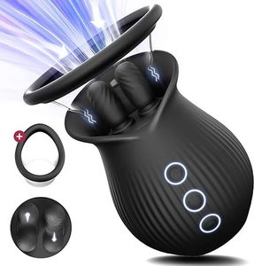 Vibratore a Rosa con Funzione di Succhiamento per Capezzoli e Clitoride, Stimolatore Linguale per Orgasmo e Punto G, Giocattolo Sessuale per Adulti - Product Image 2