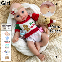 Poupée Reborn en Silicone Petite Taille 12 pouces, Yeux Ouverts, Jouet Compagnon pour Enfants, Poupée DIY