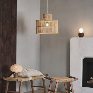 Lampe suspendue en rotin tissé à la main, style chinois moderne rétro minimaliste, ronde, E27 LED, pour chambre à coucher, boutique, maison d'hôtes, éclairage décoratif - Product Image 3