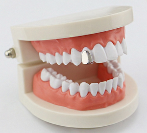 Grillz Placcato Oro 18K Hip Hop, Copertura Singola per Dente Superiore, per Uomini e <span class=keywords><strong>Donne</strong></span>, Accessori per Cosplay e Rapper - Product Image 3