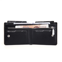 Dompet pendek pria, untuk pria pendek Baellerry Retro dua lipat dompet ritsleting warna kontras dompet muda