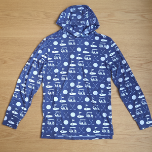 Sweat-shirt à capuche pour homme, imprimé chariot de golf bleu, décontracté, été, tricoté, coupe classique, respirant, polyester - Product Image 3