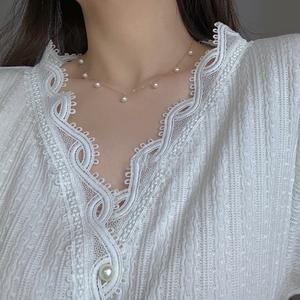 Collier en argent 925 plaqué or 18 carats avec perle d'eau douce naturelle, style rétro français minimaliste élégant, ciel étoilé, magnifique fermoir naturel - Product Image 5