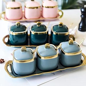 Nordic Luxury 3pcs Egg <b>Storage</b> <b>Box</b> Set Plastic Square Save Space <b>Kitchen</b> Home Spice Jar Pot with Spoons and Tray - Product Image 4