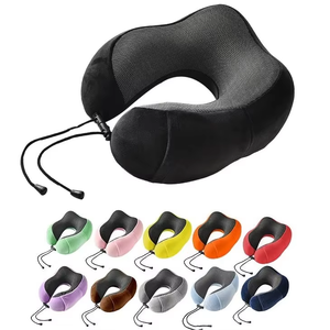 Oreiller de voyage ergonomique en mousse à mémoire de forme rafraîchissante en forme de U avec matériau en polyester, oreiller portable pour avion et voiture - Product Image 1