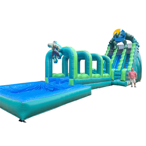 Trượt Nước Hai Làn Chất Lượng Cao Giá Nhà Máy Trượt Nước Bơm Hơi Có Bể Bơi - Product Image 5