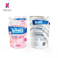 Conception personnalisée 800ml 1l Savon à lessive en poudre Liquide à vaisselle Emballage Sac à bec verseur Sacs de recharge pour le lavage Pochette à bec verseur pour détergent