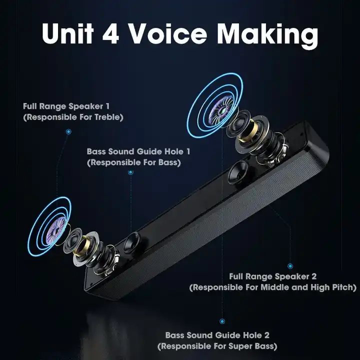 Wireless Sound bar Wired  Soundbar USB Powered Computer Speakers Desktop Soundbar for TV Pc Laptop Gaming Home Theater