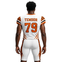 Ensemble de maillots de football américain LY, sublimé, col en V, manches courtes, évacuation de l'humidité, uniforme pour hommes, imprimé léopard, blanc orange 79